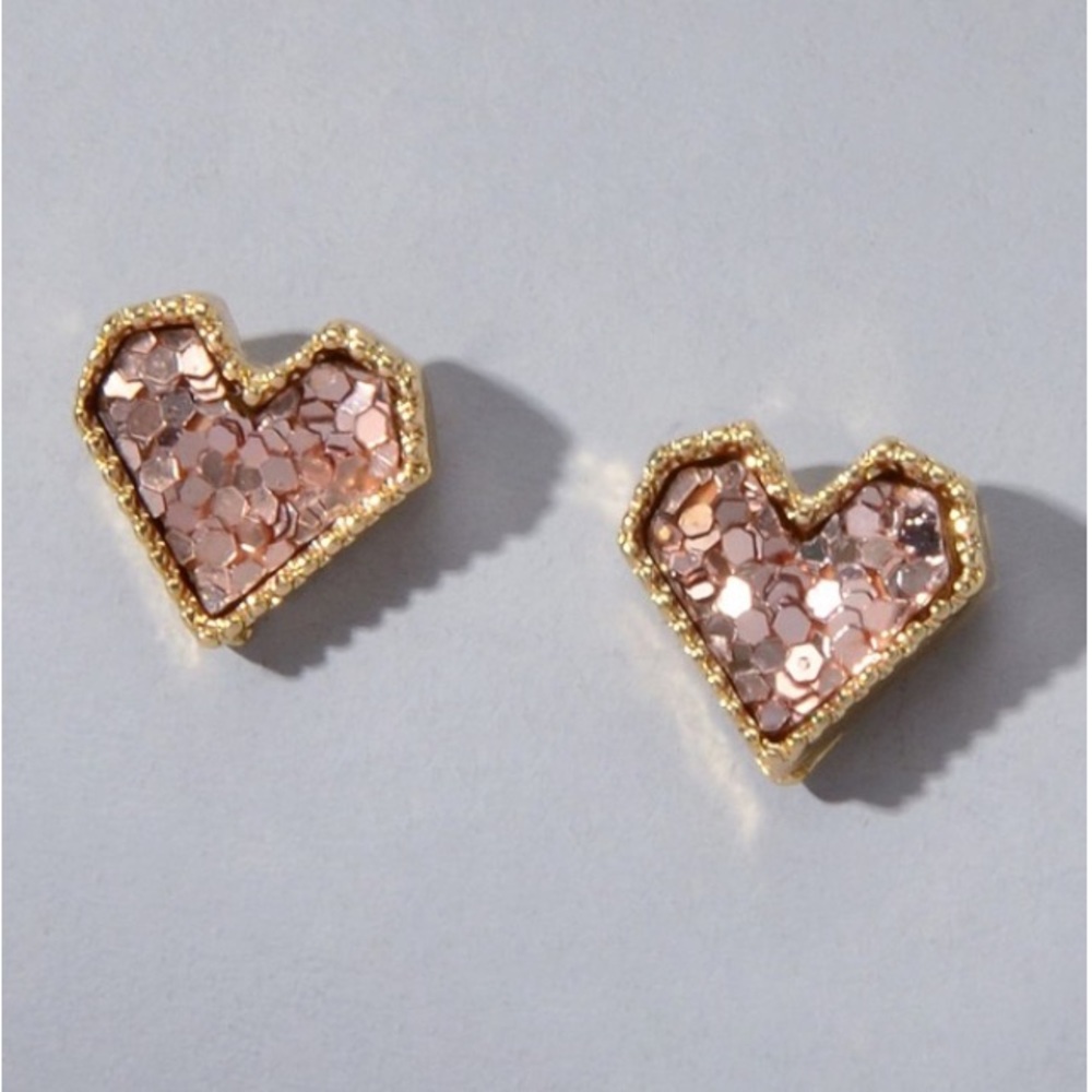 Pink Sparkly Foil Confetti Good Heart Earrings